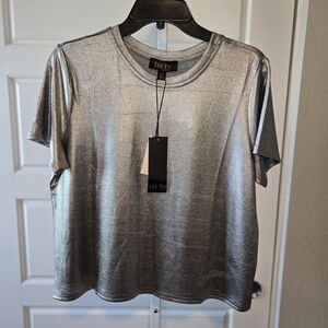 Truth Shimmering Silver Short Sleeve Top